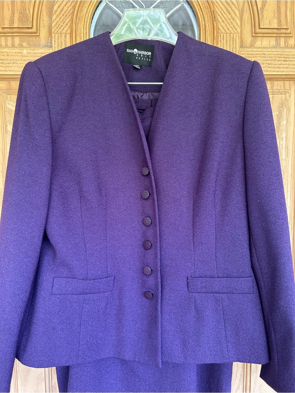 Sag Harbor 14 Petite Plum Buttoned Blazer Jacket skirt set - Picture 2 of 16
